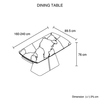 Dining Table MDF Ceramic Glass Table Top Extendable Decorative Stripe-Furniture > Dining > Dining Tables-PEROZ Accessories