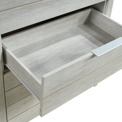 Tallboy with 5 Storage Drawers Natural Wood like MDF in White Ash Colour-Furniture &gt; Living Room-PEROZ Accessories