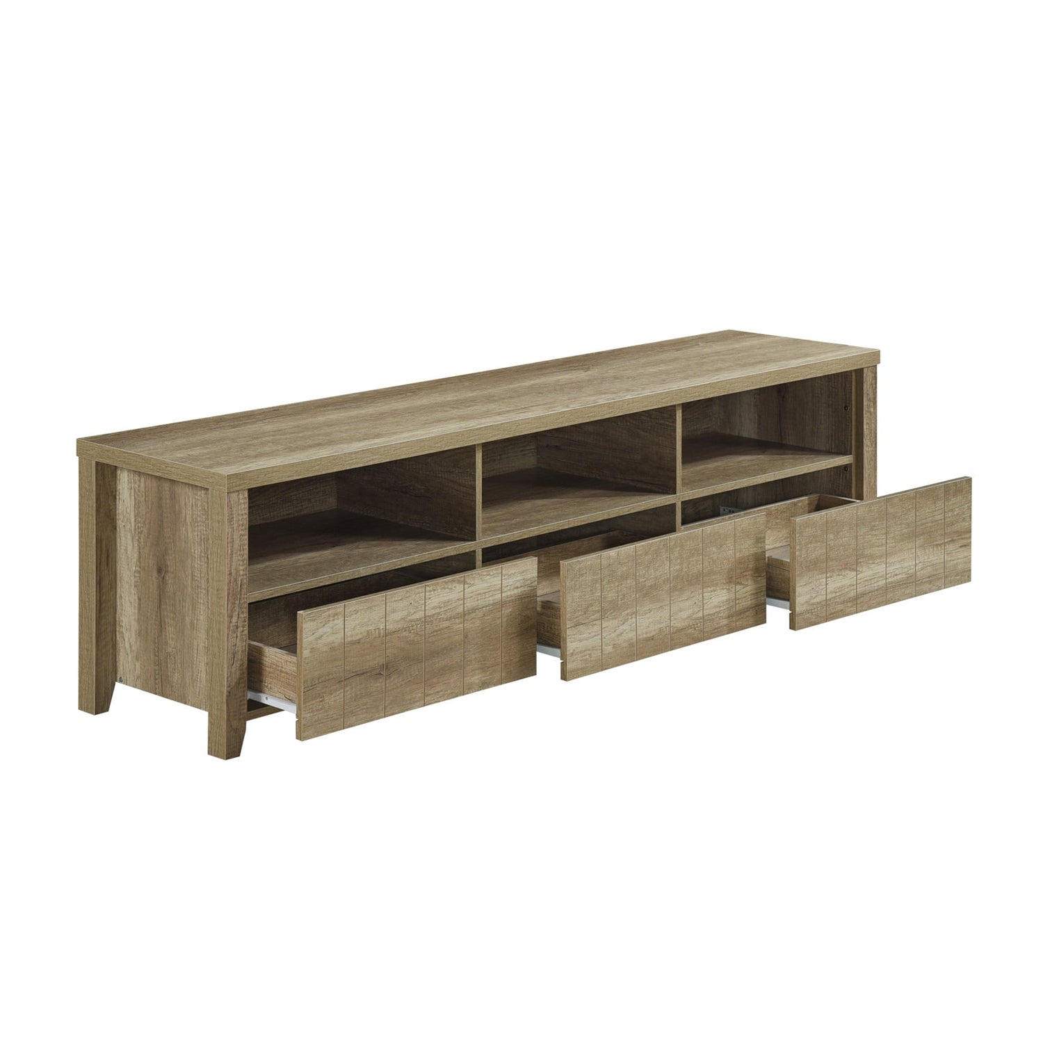 TV Cabinet 3 Storage Drawers with Shelf Natural Wood like MDF Entertainment Unit in Oak Colour-Entertainment Unit-PEROZ Accessories