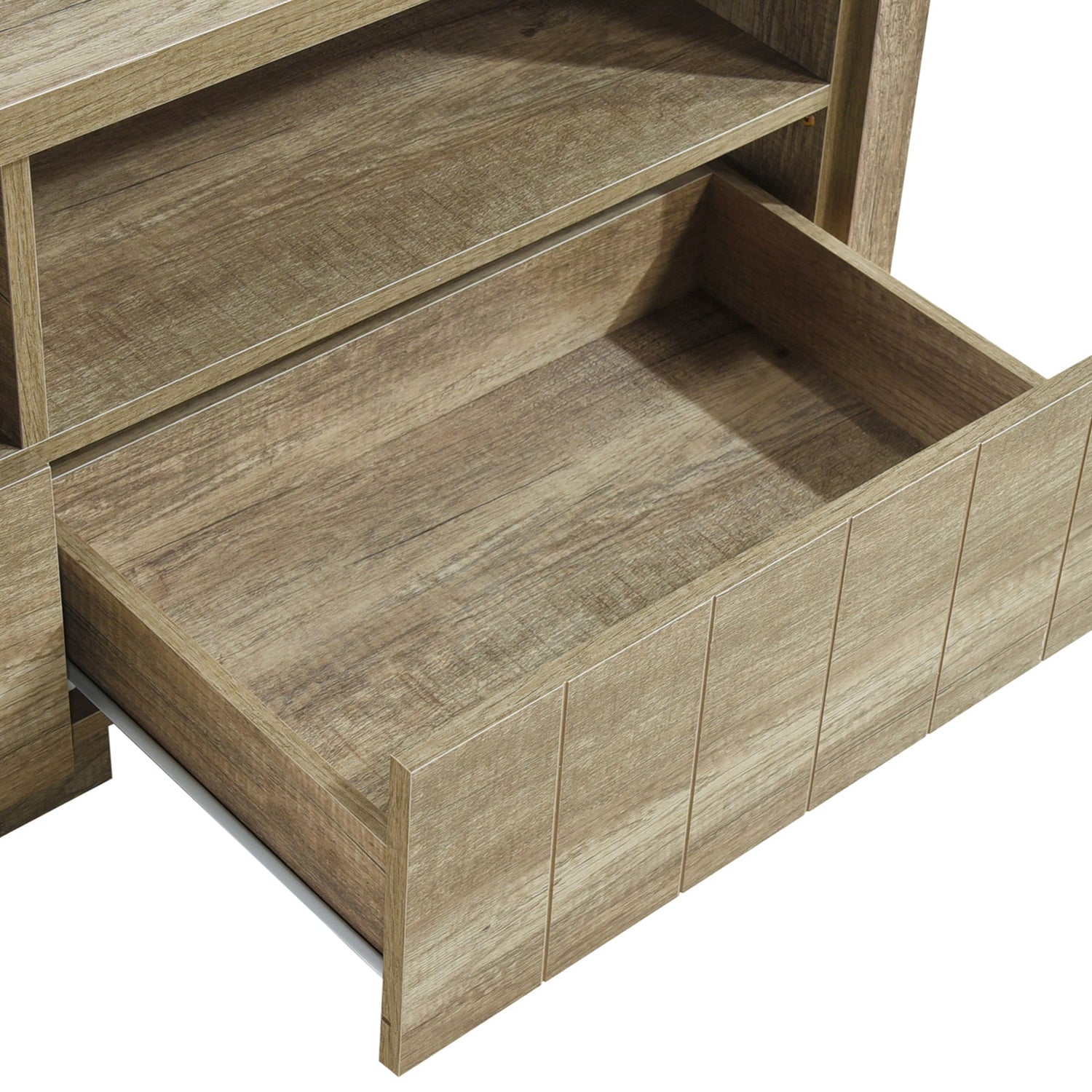 TV Cabinet 3 Storage Drawers with Shelf Natural Wood like MDF Entertainment Unit in Oak Colour-Entertainment Unit-PEROZ Accessories