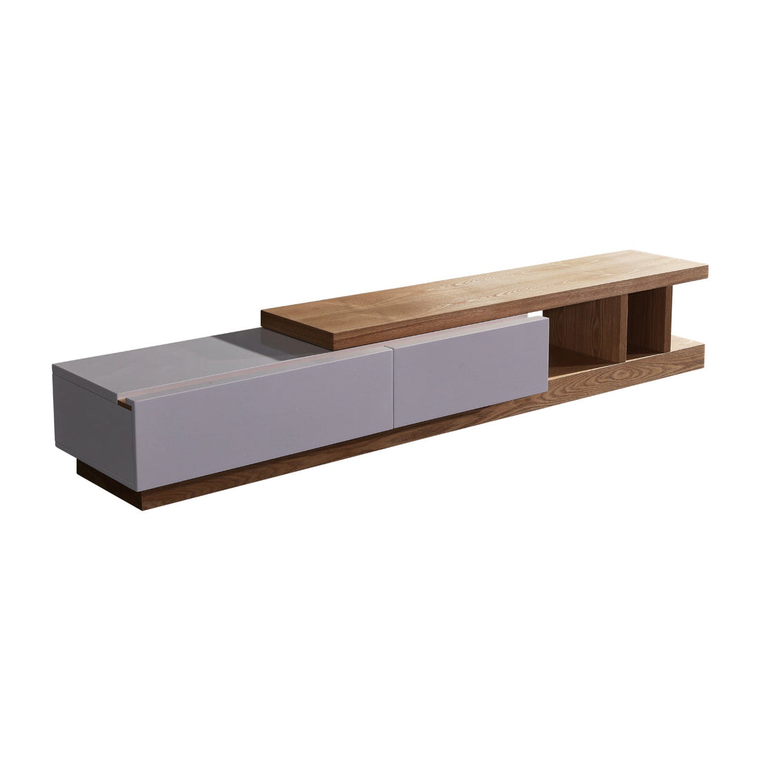 TV Cabinet with 2 Storage Drawers With High Glossy Assembled Entertainment Unit in White Ash colour-Entertainment Unit-PEROZ Accessories