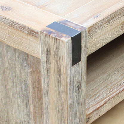 TV Cabinet with 3 Storage Drawers with Shelf Solid Acacia Wooden Frame Entertainment Unit in Oak Colour-Entertainment Unit-PEROZ Accessories