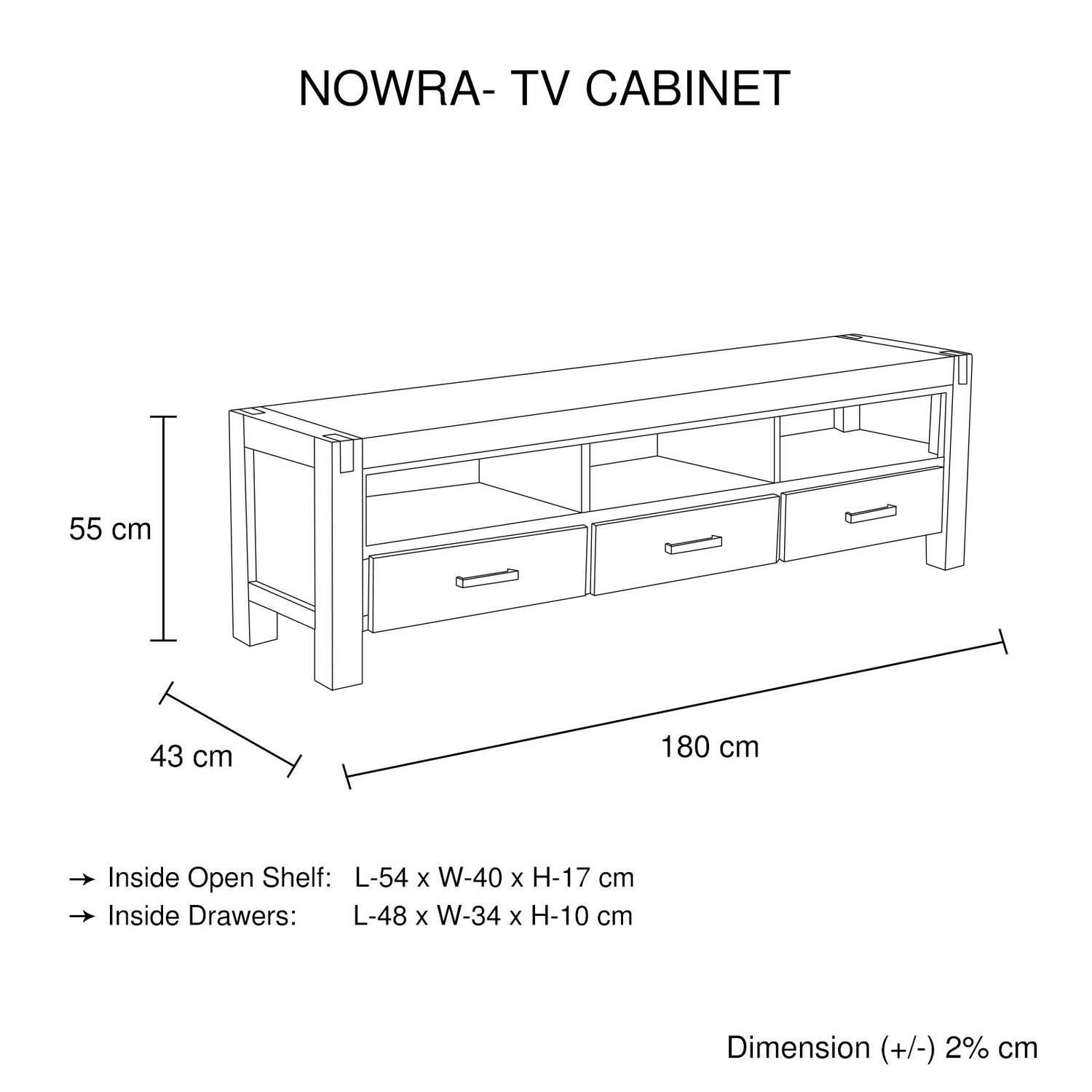 TV Cabinet with 3 Storage Drawers with Shelf Solid Acacia Wooden Frame Entertainment Unit in Oak Colour-Entertainment Unit-PEROZ Accessories