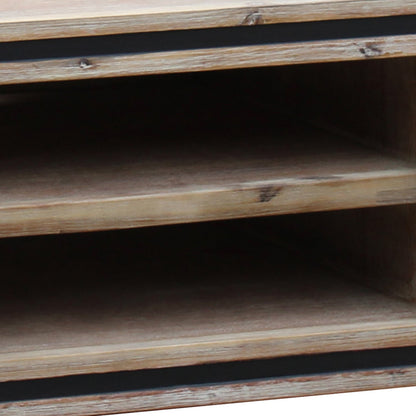 TV Cabinet with 2 Storage Drawers Cabinet Solid Acacia Wooden Entertainment Unit in Sliver Bruch Colour-Entertainment Units-PEROZ Accessories