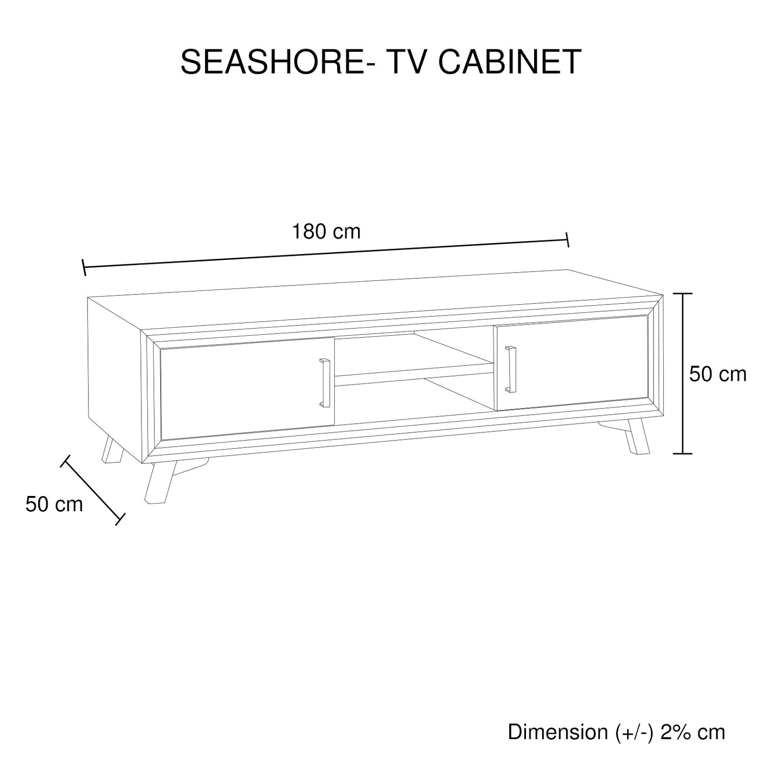 TV Cabinet with 2 Storage Drawers Cabinet Solid Acacia Wooden Entertainment Unit in Sliver Bruch Colour-Entertainment Units-PEROZ Accessories