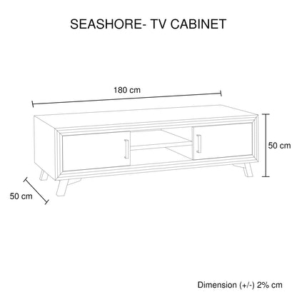 TV Cabinet with 2 Storage Drawers Cabinet Solid Acacia Wooden Entertainment Unit in Sliver Bruch Colour-Entertainment Units-PEROZ Accessories