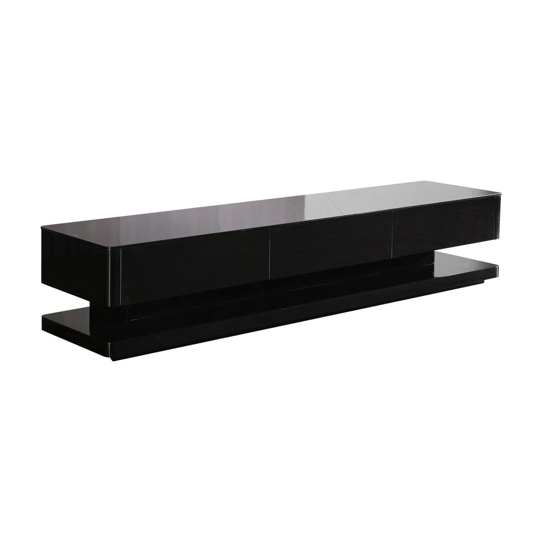 TV Cabinet with 3 Storage Drawers With High Glossy Assembled Entertainment Unit in Black colour-Entertainment Unit-PEROZ Accessories