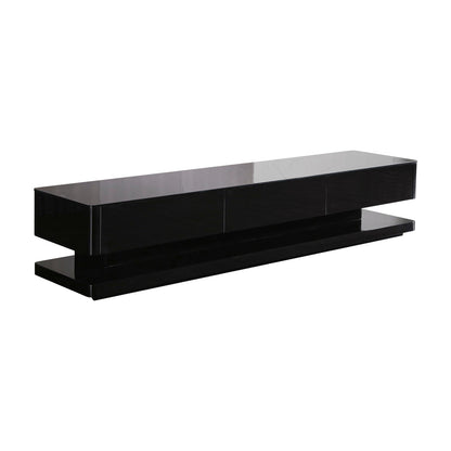 TV Cabinet with 3 Storage Drawers With High Glossy Assembled Entertainment Unit in Black colour-Entertainment Unit-PEROZ Accessories