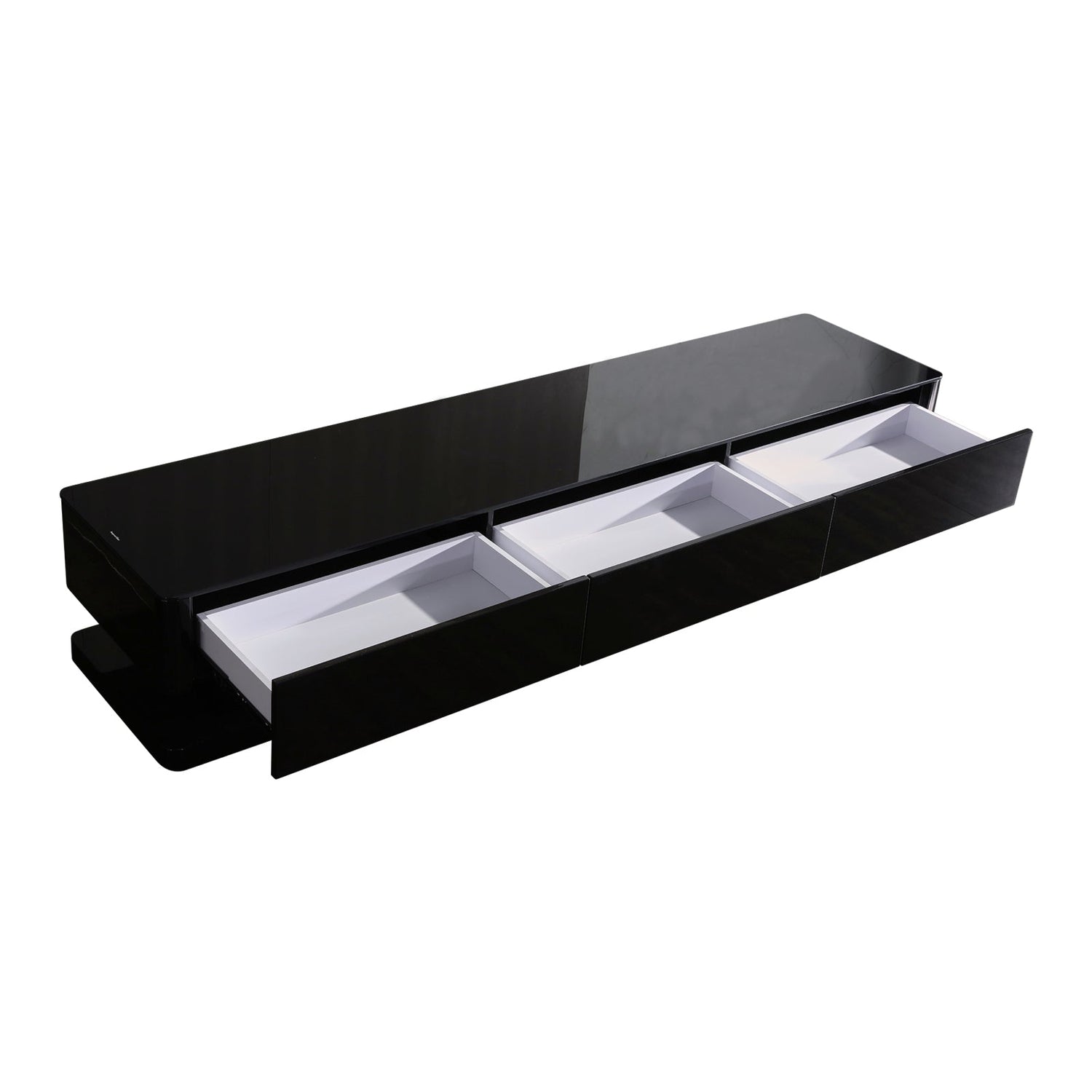 TV Cabinet with 3 Storage Drawers With High Glossy Assembled Entertainment Unit in Black colour-Entertainment Unit-PEROZ Accessories