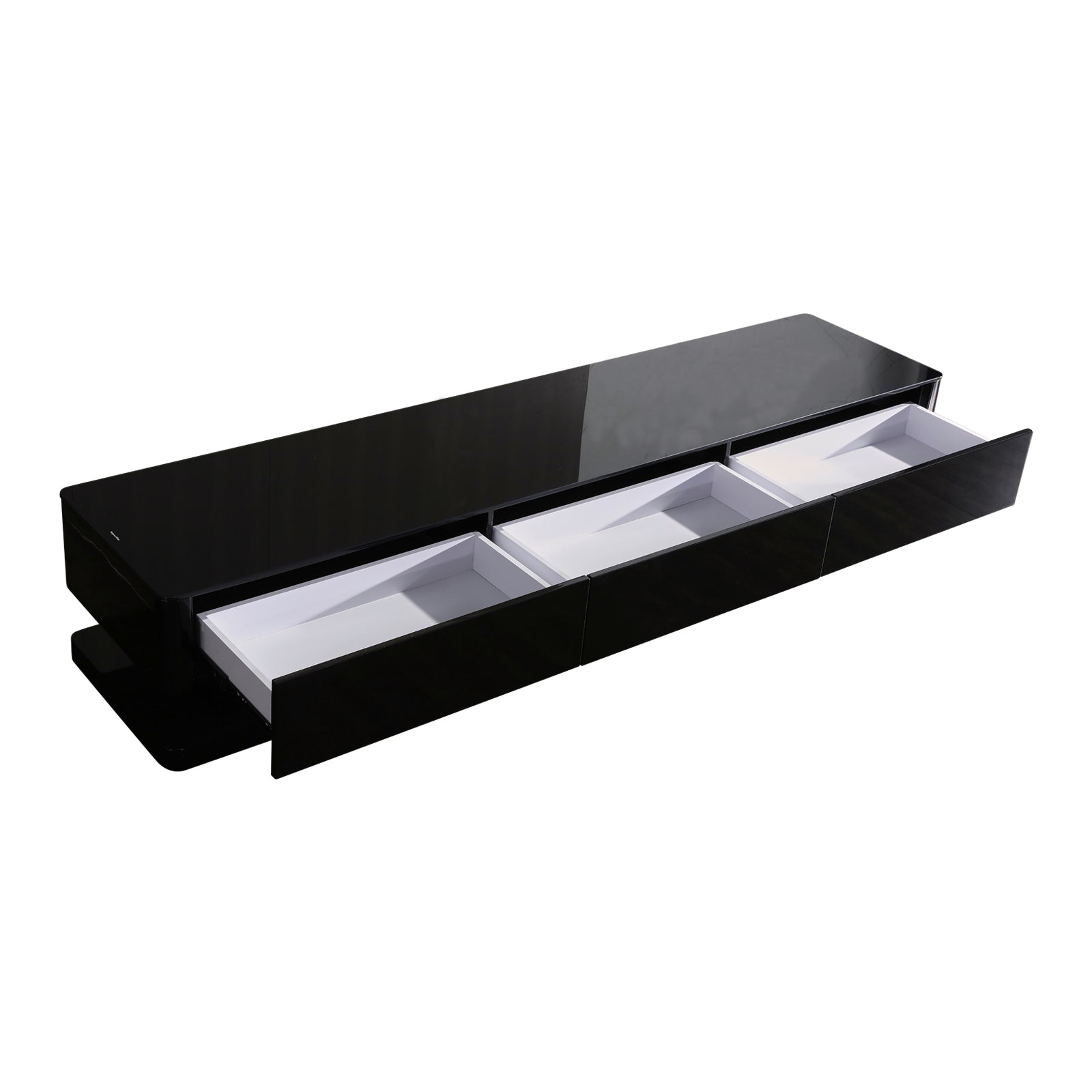 TV Cabinet with 3 Storage Drawers With High Glossy Assembled Entertainment Unit in Black colour-Entertainment Unit-PEROZ Accessories