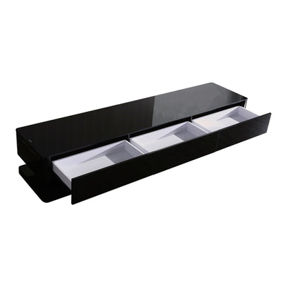 TV Cabinet with 3 Storage Drawers With High Glossy Assembled Entertainment Unit in Black colour-Entertainment Unit-PEROZ Accessories