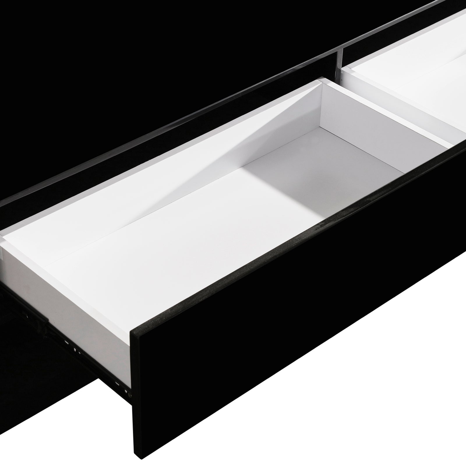 TV Cabinet with 3 Storage Drawers With High Glossy Assembled Entertainment Unit in Black colour-Entertainment Unit-PEROZ Accessories