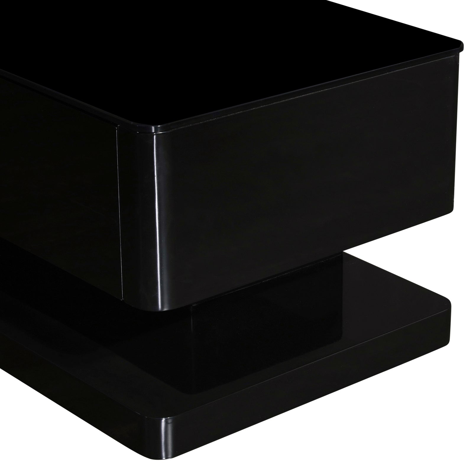 TV Cabinet with 3 Storage Drawers With High Glossy Assembled Entertainment Unit in Black colour-Entertainment Unit-PEROZ Accessories