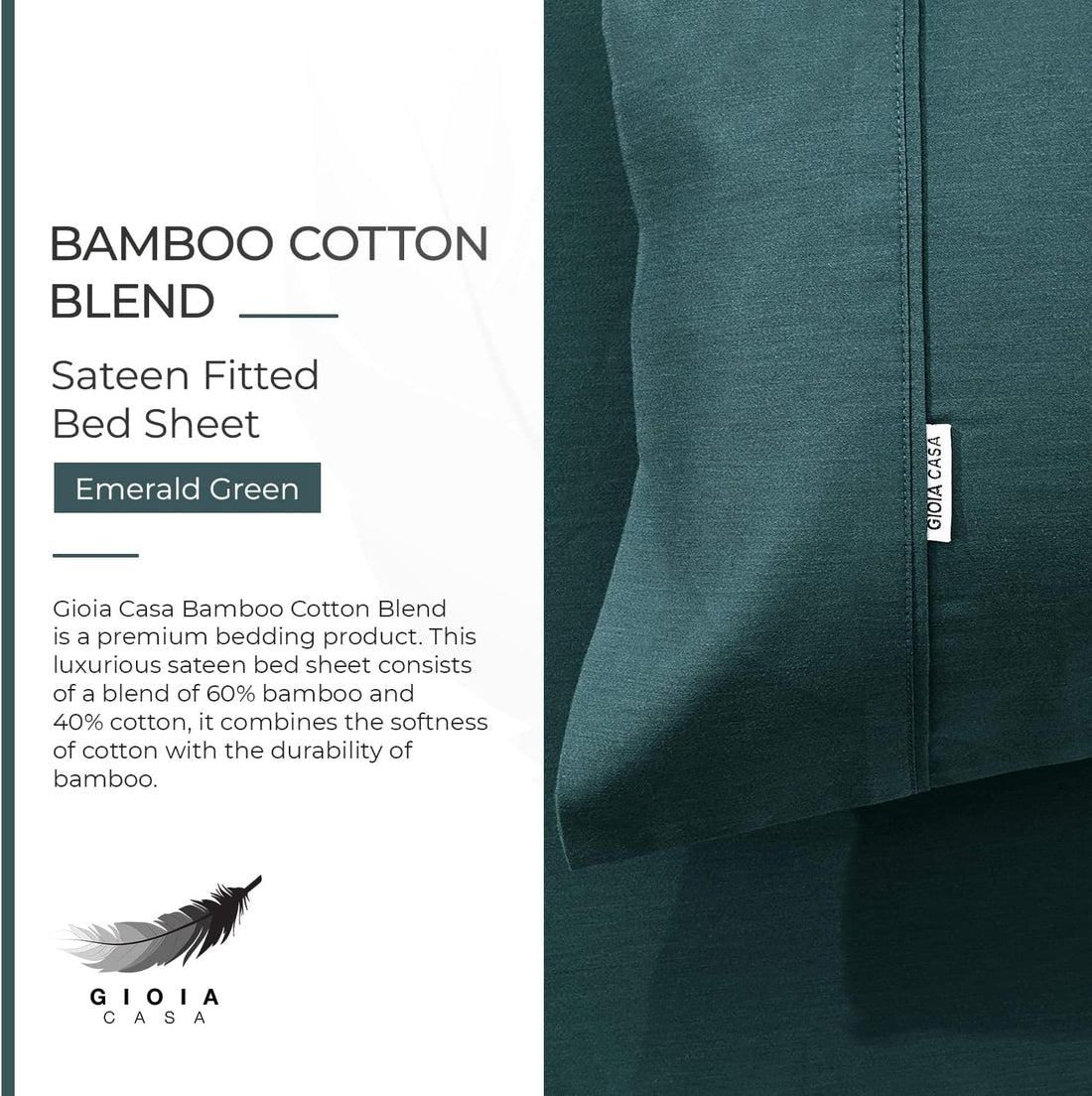 Bamboo Cotton Blend All Season Bedding Set - Emerald Green - Double Size-Home &amp; Garden &gt; Bedding &gt; Bed Sheets-PEROZ Accessories