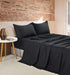 Vintage Washed Microfibre Sheet Set with 2 Pillowcases - Black - Double-Home & Garden > Bedding > Bed Sheets-PEROZ Accessories