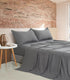 Vintage Washed Microfibre Sheet Set with 2 Pillowcases - Grey - Double-Home & Garden > Bedding > Bed Sheets-PEROZ Accessories