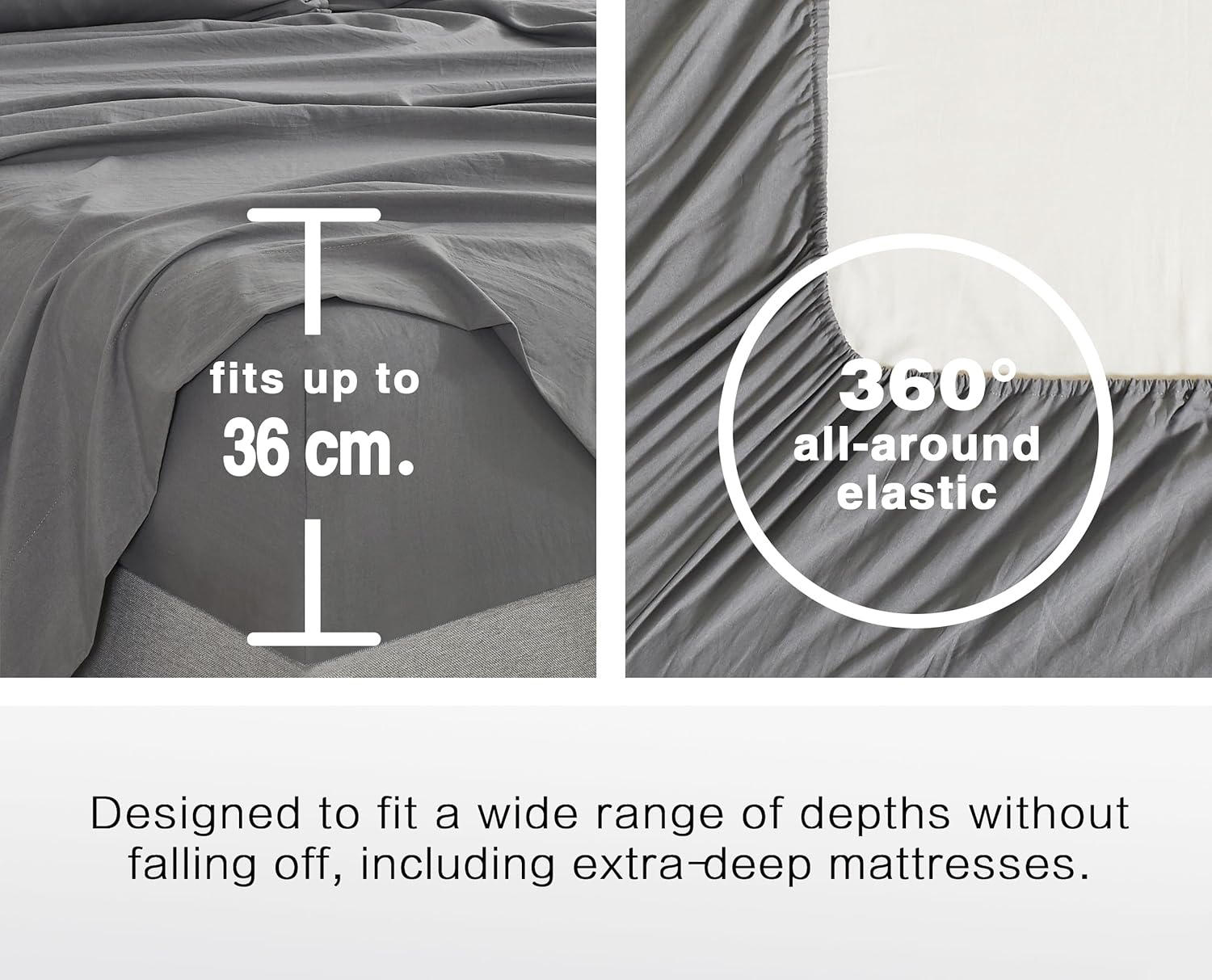 Vintage Washed Microfibre Sheet Set with 2 Pillowcases - Grey - Double-Home &amp; Garden &gt; Bedding &gt; Bed Sheets-PEROZ Accessories