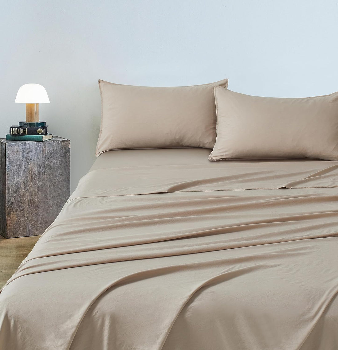Vintage Washed Microfibre Sheet Set with 2 Pillowcases - Linen - Double-Home &amp; Garden &gt; Bedding &gt; Bed Sheets-PEROZ Accessories