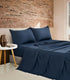 Vintage Washed Microfibre Sheet Set with 2 Pillowcases - Navy - Double-Home & Garden > Bedding > Bed Sheets-PEROZ Accessories
