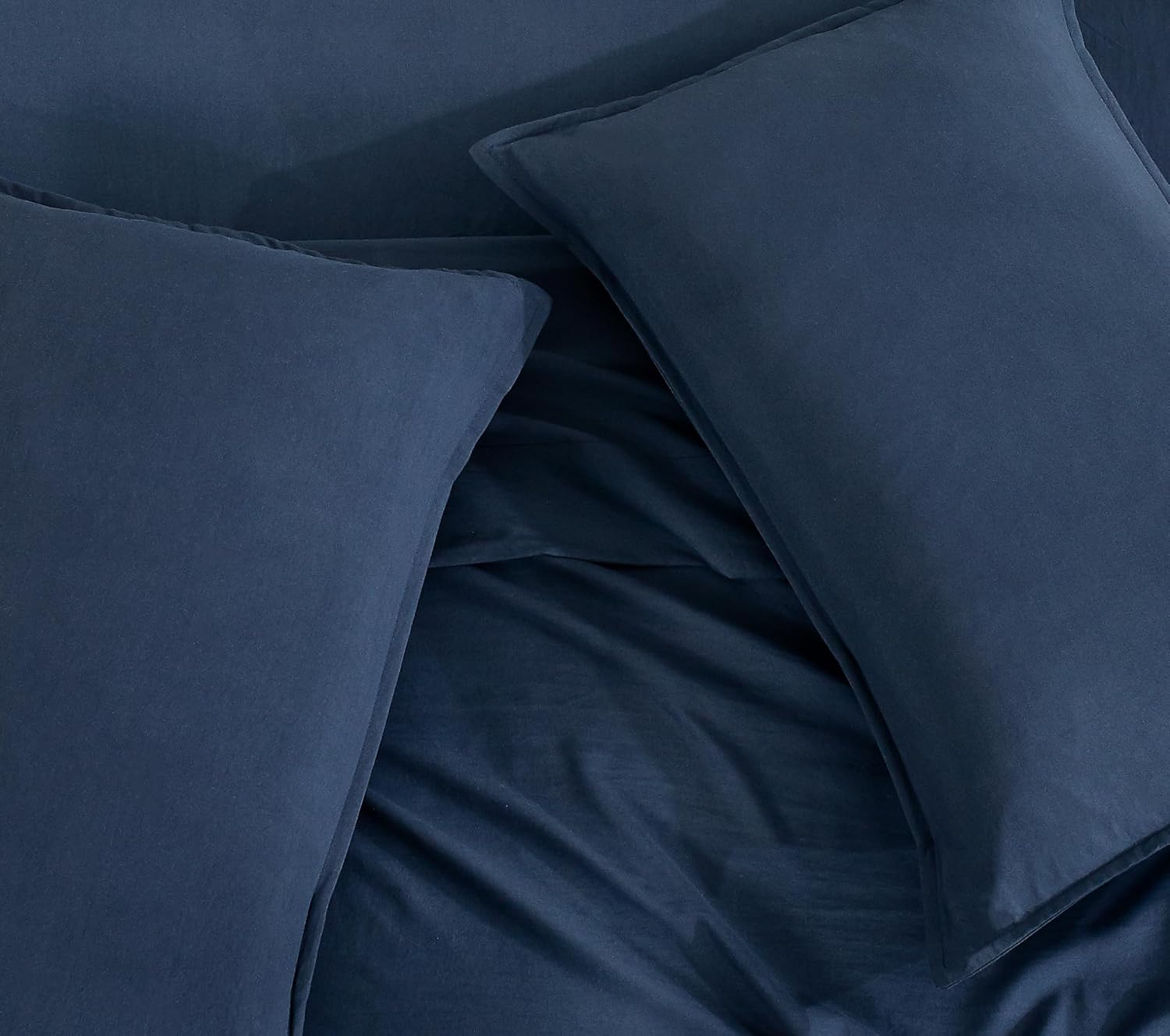Vintage Washed Microfibre Sheet Set with 2 Pillowcases - Navy - Double-Home &amp; Garden &gt; Bedding &gt; Bed Sheets-PEROZ Accessories