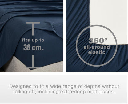 Vintage Washed Microfibre Sheet Set with 2 Pillowcases - Navy - Double-Home &amp; Garden &gt; Bedding &gt; Bed Sheets-PEROZ Accessories