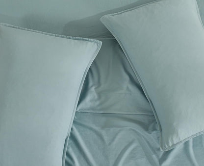 Vintage Washed Microfibre Sheet Set with 2 Pillowcases - Seafoam - Double-Home &amp; Garden &gt; Bedding &gt; Bed Sheets-PEROZ Accessories
