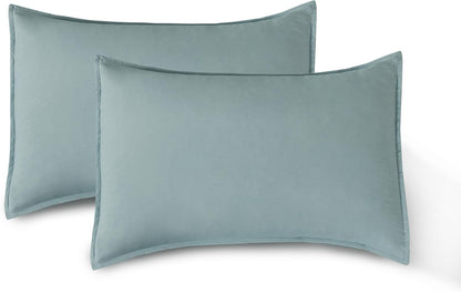 Vintage Washed Microfibre Sheet Set with 2 Pillowcases - Seafoam - Double-Home &amp; Garden &gt; Bedding &gt; Bed Sheets-PEROZ Accessories