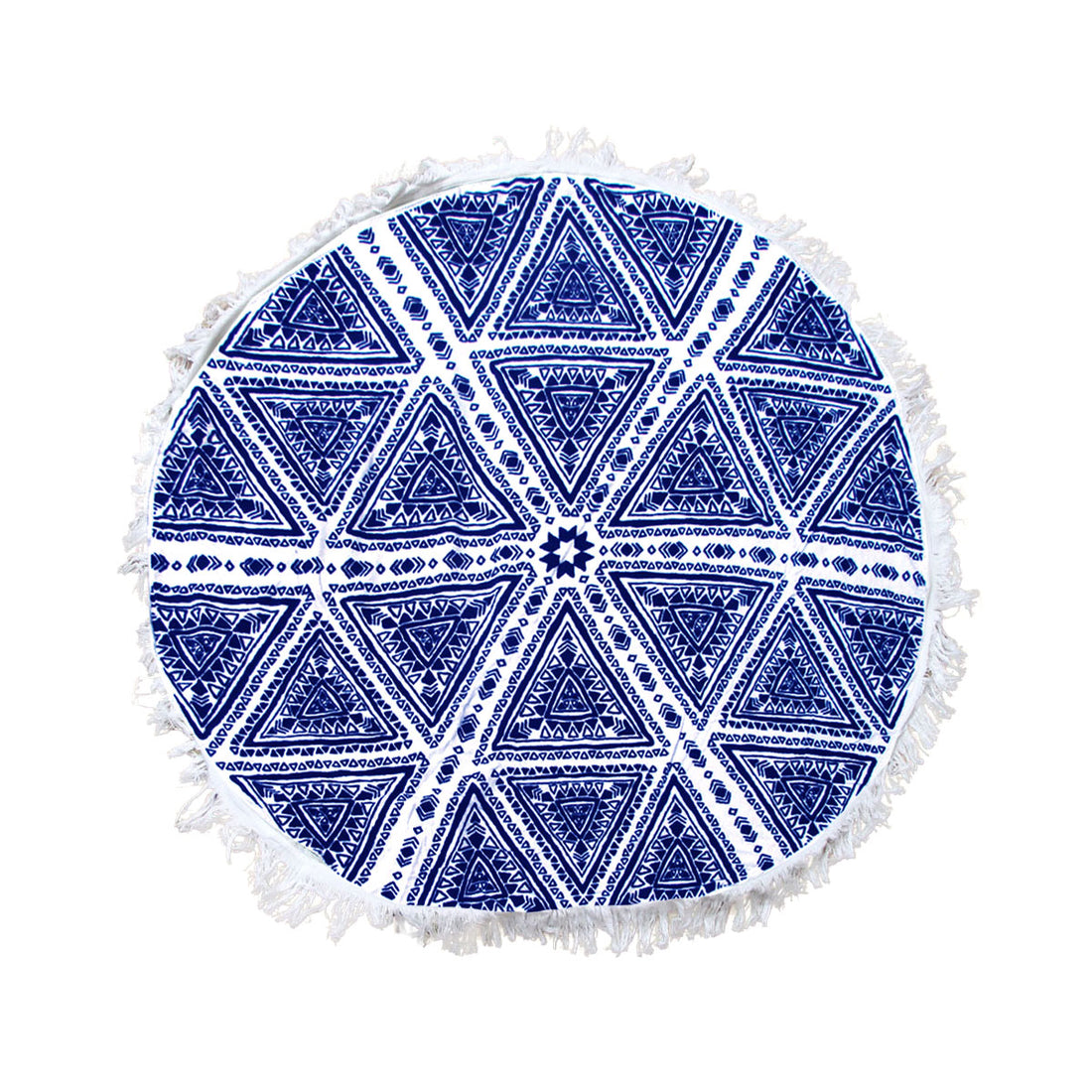 Zulu Triangle Blue 100% Cotton Round Beach Towel-Home &amp; Garden &gt; Pool &amp; Accessories &gt; Beach Towels-PEROZ Accessories