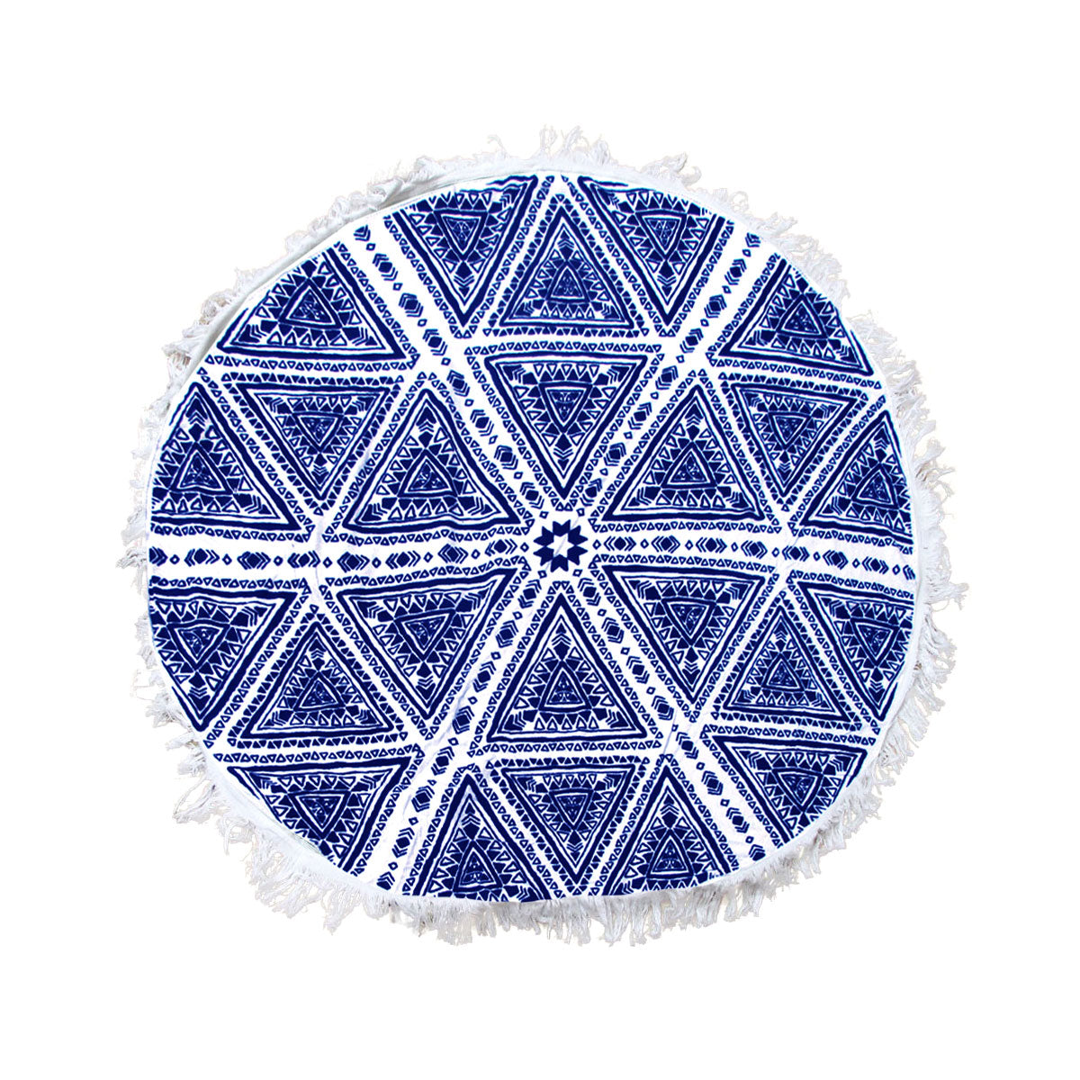 Zulu Triangle Blue 100% Cotton Round Beach Towel-Home &amp; Garden &gt; Pool &amp; Accessories &gt; Beach Towels-PEROZ Accessories
