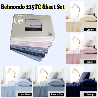 Belmondo 225TC Sheet Set Navy - Double-Home &amp; Garden &gt; Bedding &gt; Bed Sheets-PEROZ Accessories