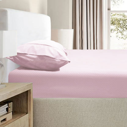 Ramesses 2000TC Bamboo Embossed Fitted Sheet Combo Set Pink Double-Home &amp; Garden &gt; Bedding &gt; Bed Sheets-PEROZ Accessories