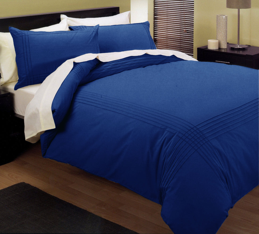Kingtex Pintuck Quilt Cover Set Blue Queen-Home &amp; Garden &gt; Bedding &gt; Duvet Covers-PEROZ Accessories
