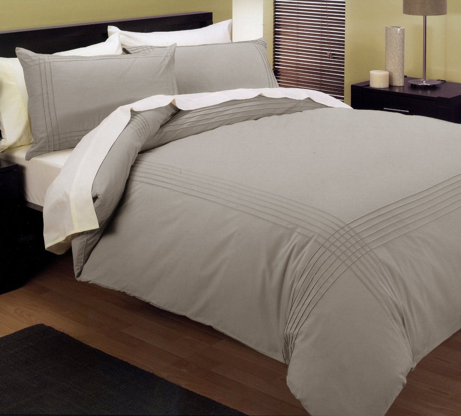 Kingtex Pintuck Quilt Cover Set Linen Double-Home &amp; Garden &gt; Bedding &gt; Duvet Covers-PEROZ Accessories