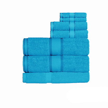 Kingtex 550gsm Cotton 7 Pce Bath Sheet Set Aqua-Home &amp; Garden &gt; Bedding &gt; Bed Sheets-PEROZ Accessories