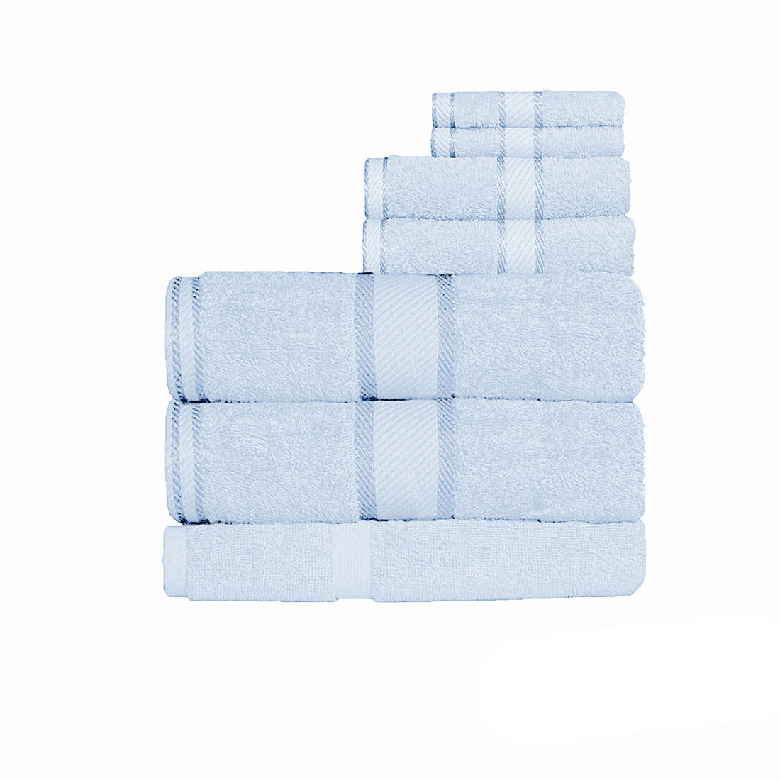 Kingtex 550gsm Cotton 7 Pce Bath Sheet Set Baby Blue-Home &amp; Garden &gt; Bedding &gt; Bed Sheets-PEROZ Accessories