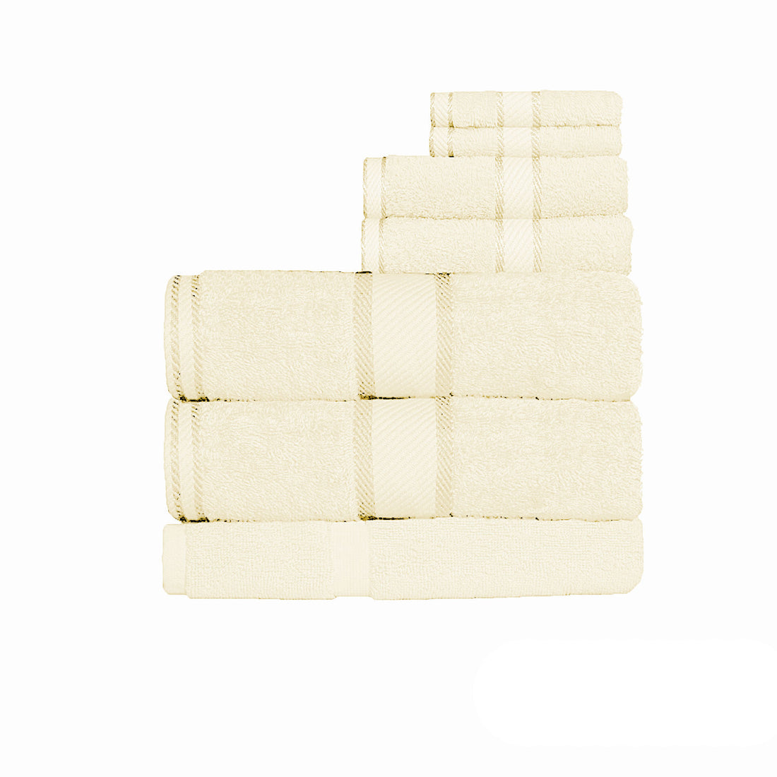 Kingtex 550gsm Cotton 7 Pce Bath Sheet Set Cream-Home &amp; Garden &gt; Bedding &gt; Bed Sheets-PEROZ Accessories