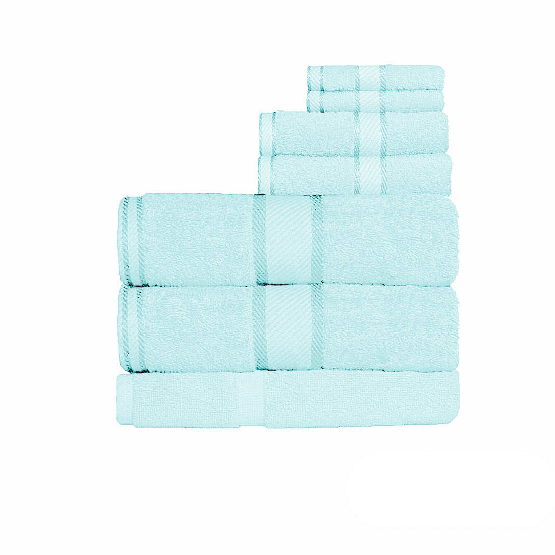Kingtex 550gsm Cotton 7 Pce Bath Sheet Set Soft Aqua-Home &amp; Garden &gt; Bedding &gt; Bed Sheets-PEROZ Accessories