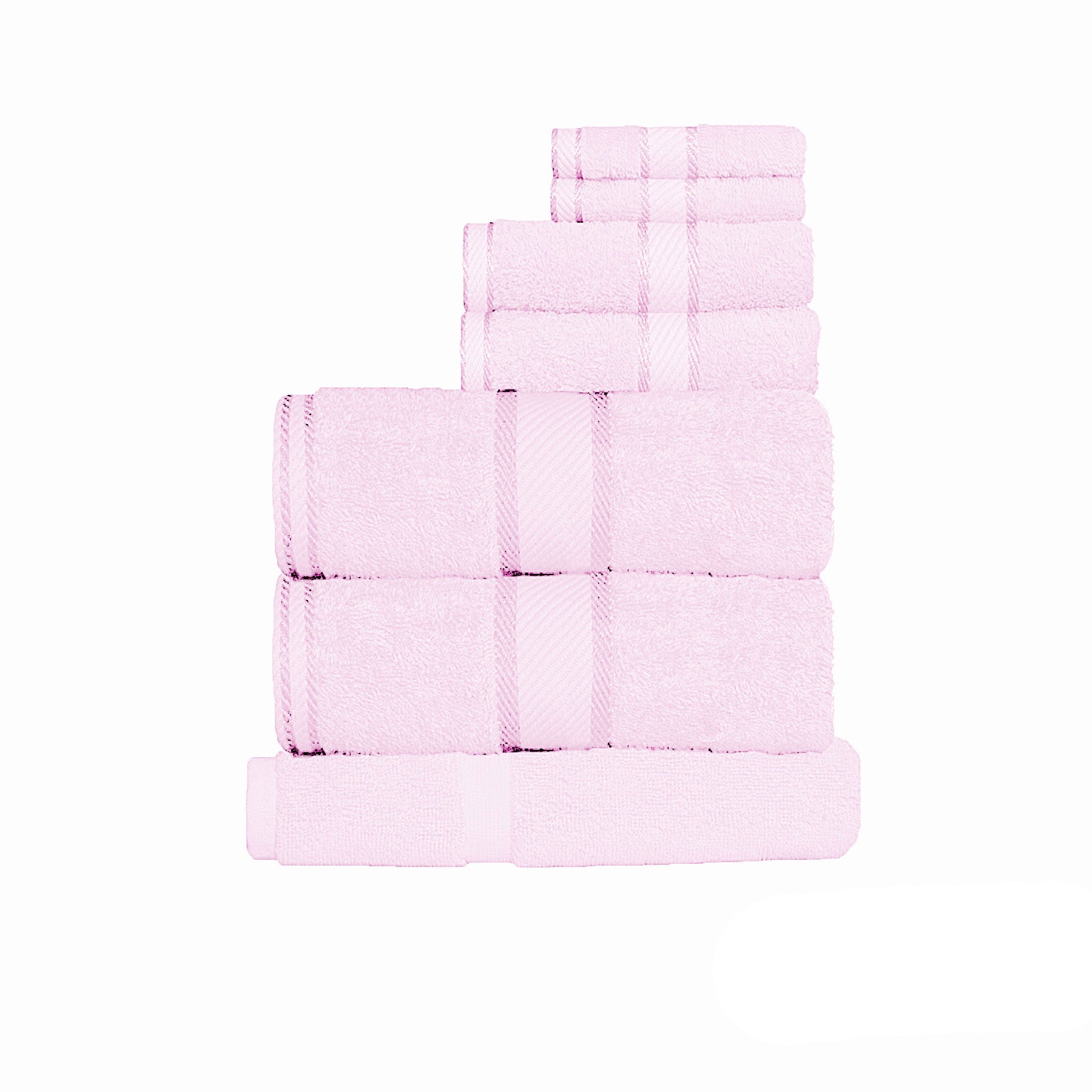 Kingtex 550gsm Cotton 7 Pce Towel Set Baby Pink-Home &amp; Garden &gt; Kitchenware &gt; Table Linen &amp; Kitchen Towels-PEROZ Accessories