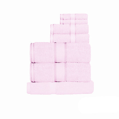 Kingtex 550gsm Cotton 7 Pce Towel Set Baby Pink-Home &amp; Garden &gt; Kitchenware &gt; Table Linen &amp; Kitchen Towels-PEROZ Accessories