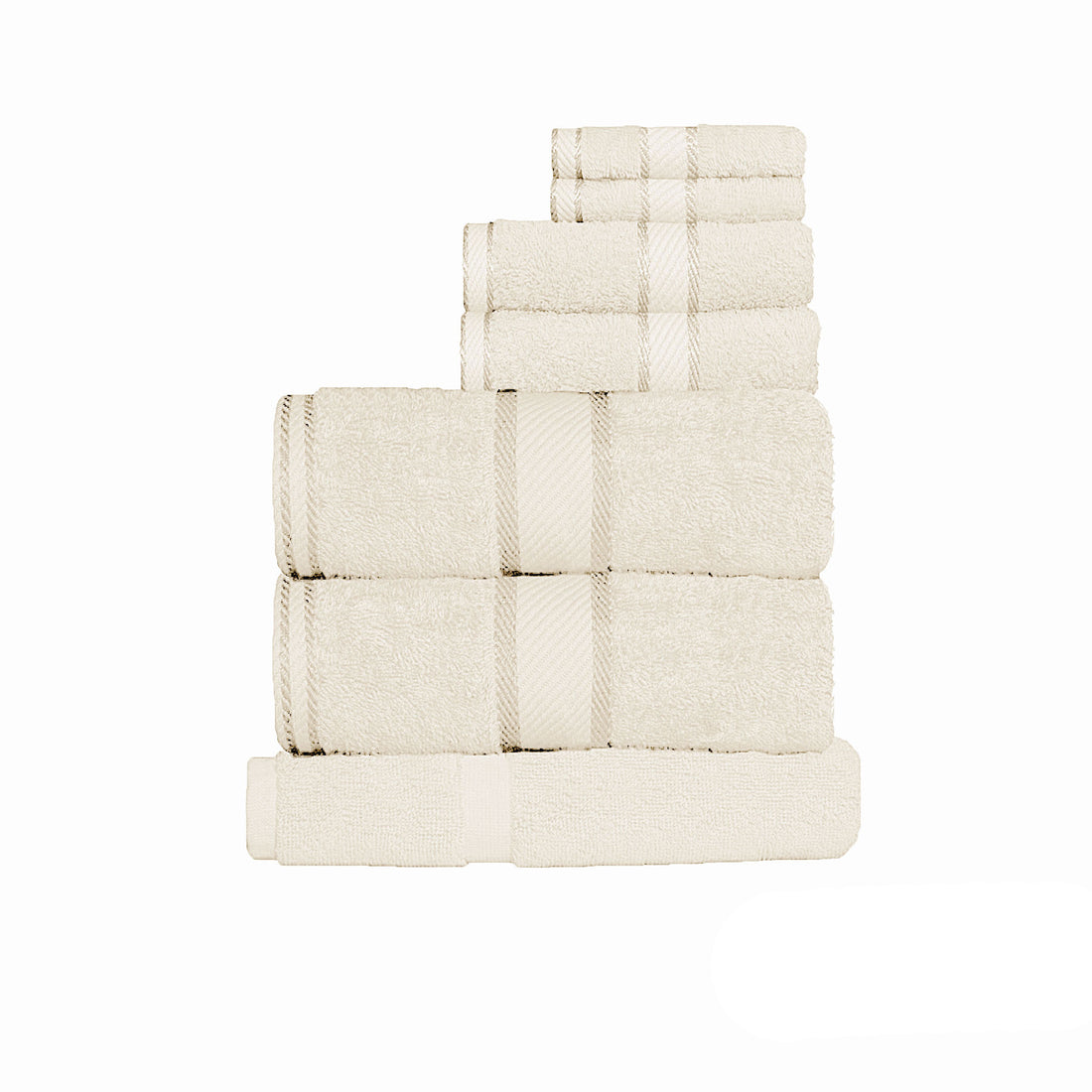 Kingtex 550gsm Cotton 7 Pce Towel Set Cream-Home &amp; Garden &gt; Bathroom Accessories &gt; Bath Towels &amp; Robes-PEROZ Accessories
