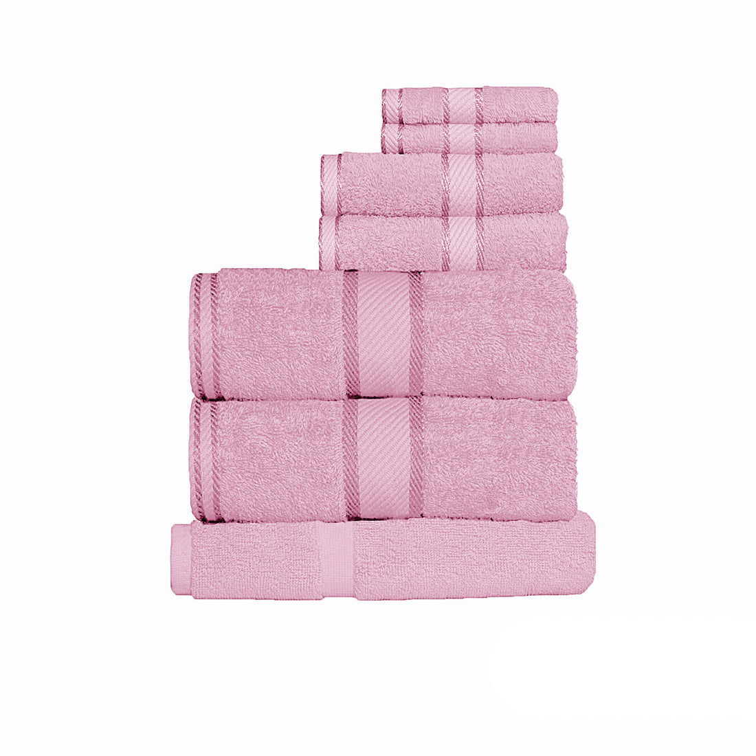 Kingtex 550gsm Cotton 7 Pce Towel Set Rose-Home &amp; Garden &gt; Bedding &gt; Bed Sheets-PEROZ Accessories