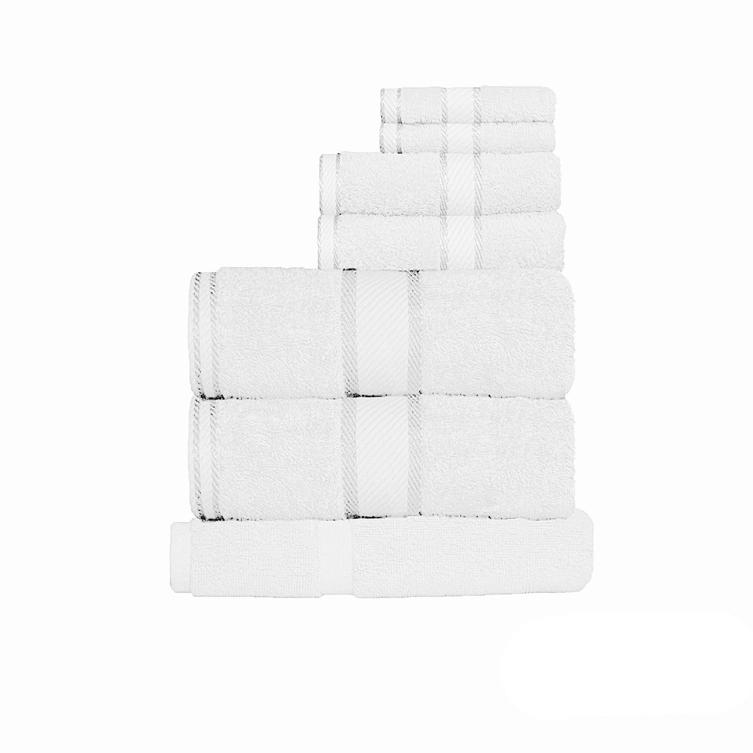 Kingtex 550gsm Cotton 7 Pce Towel Set White-Home &amp; Garden &gt; Bathroom Accessories &gt; Bath Towels &amp; Robes-PEROZ Accessories