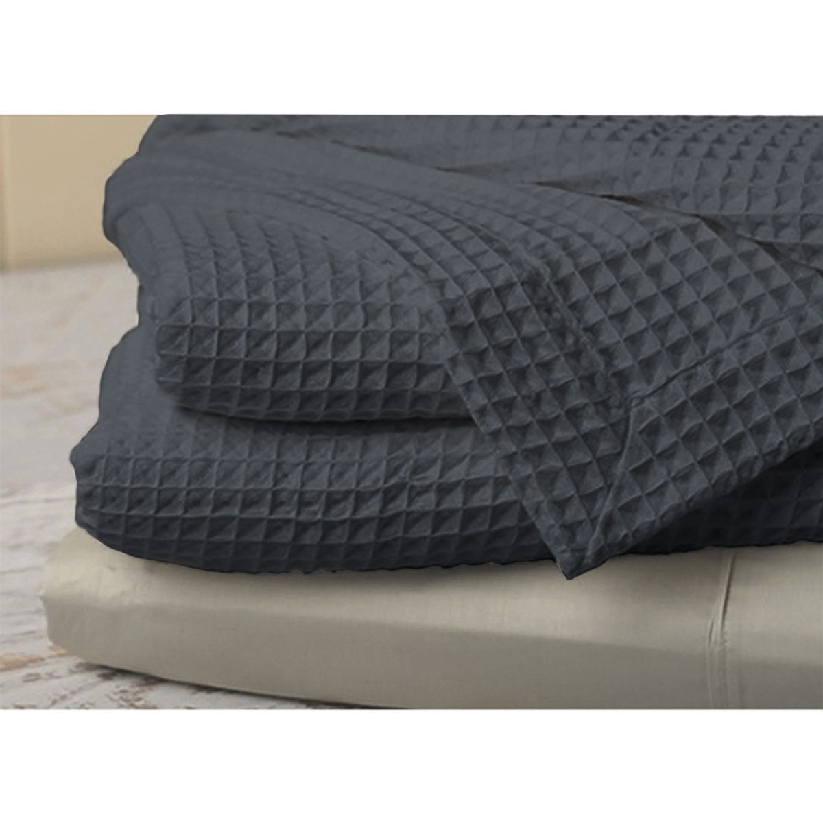 Jenny Mclean Ardent Premium Super Soft Cotton Waffle Blanket Charcoal Queen-Home &amp; Garden &gt; Bedding &gt; Blankets &amp; Throws-PEROZ Accessories