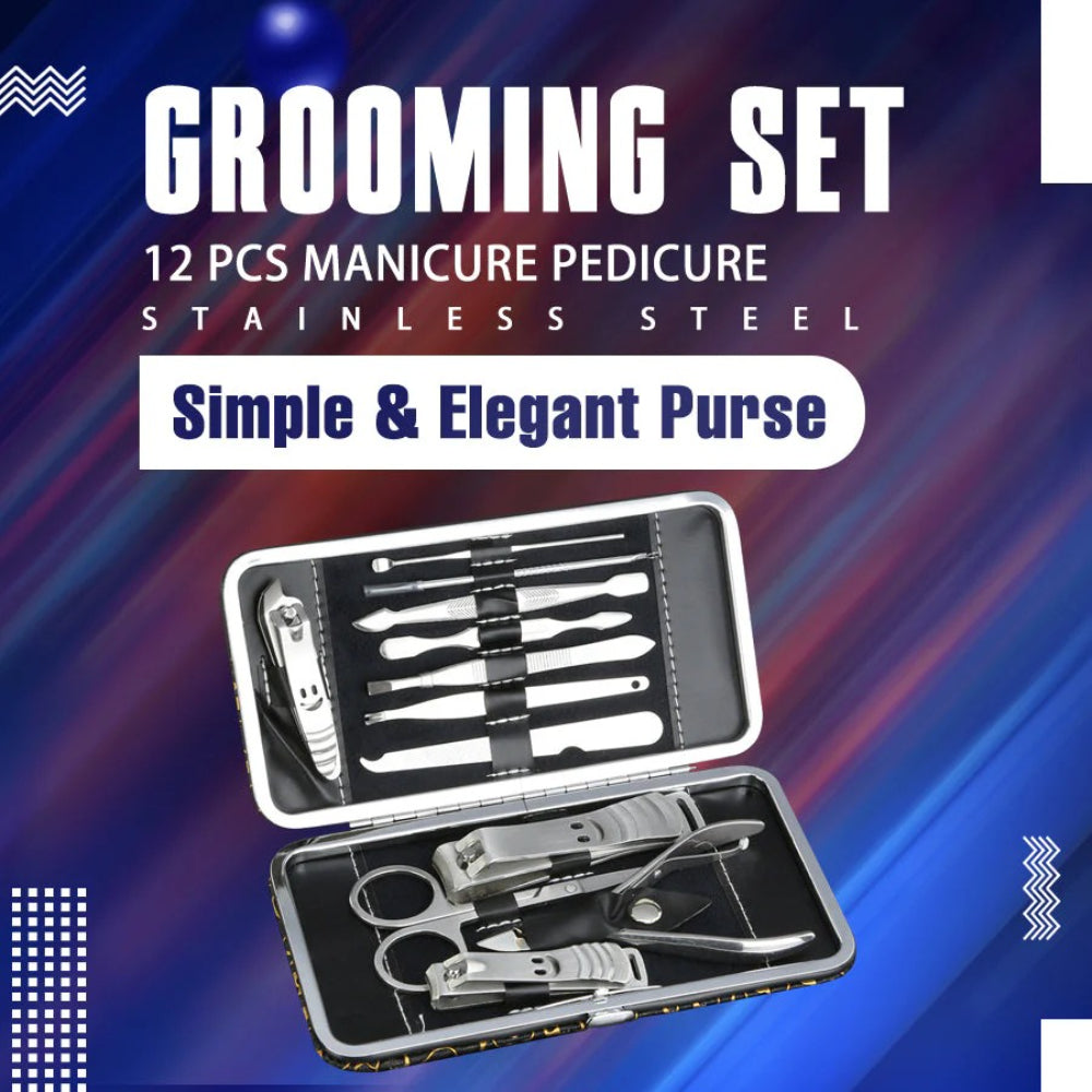 12 Pcs/set Manicure Pedicure Kit Nail Clippers Professional Grooming Kit-Health &amp; Beauty &gt; Personal Care-PEROZ Accessories
