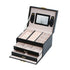 Jewellery Box With Mirror Double Drawers Organizer Storage Lock Case(Black)-Gift & Novelty > Fashion-PEROZ Accessories