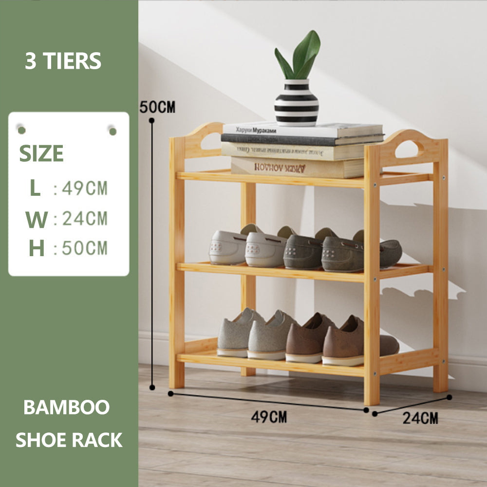 Multi-layers Bamboo Shoe Rack Storage Organizer Wooden Flower Stand Shelf(4 Layers)-Shoe Storage Cabinets-PEROZ Accessories