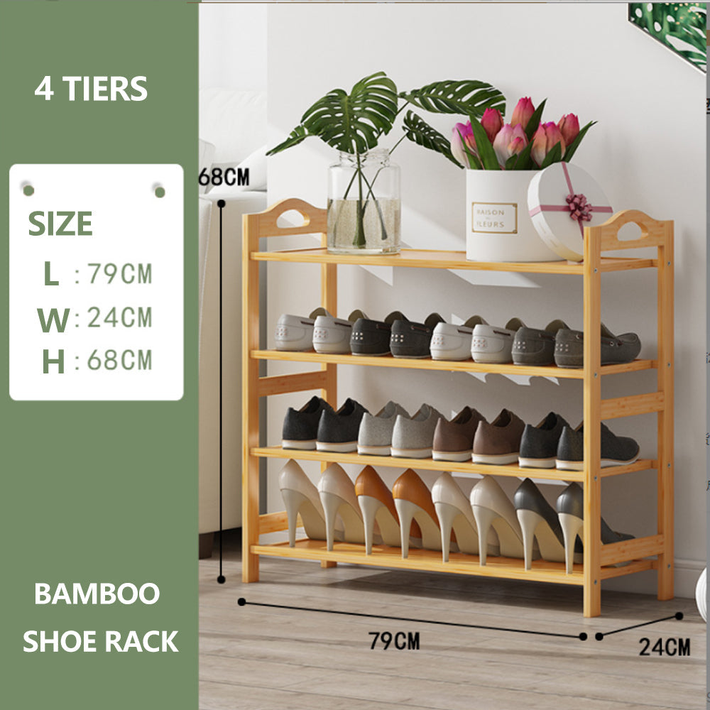 Multi-layers Bamboo Shoe Rack Storage Organizer Wooden Flower Stand Shelf(4 Layers)-Shoe Storage Cabinets-PEROZ Accessories