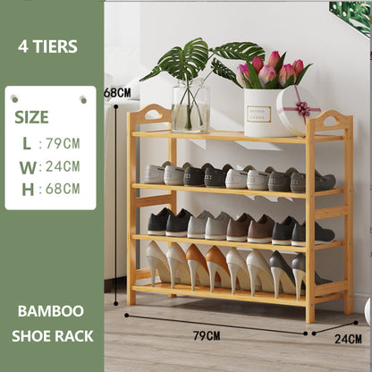 Multi-layers Bamboo Shoe Rack Storage Organizer Wooden Flower Stand Shelf(4 Layers)-Shoe Storage Cabinets-PEROZ Accessories