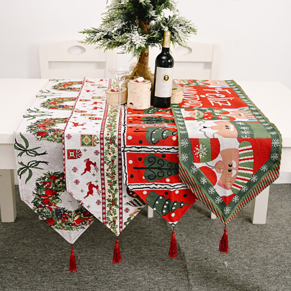 Christmas Table Runner thickened knitted Dining Tablecloth Xmas Party Decor(Santa Claus)-Occasions &gt; Christmas &gt; Christmas Decorations-PEROZ Accessories