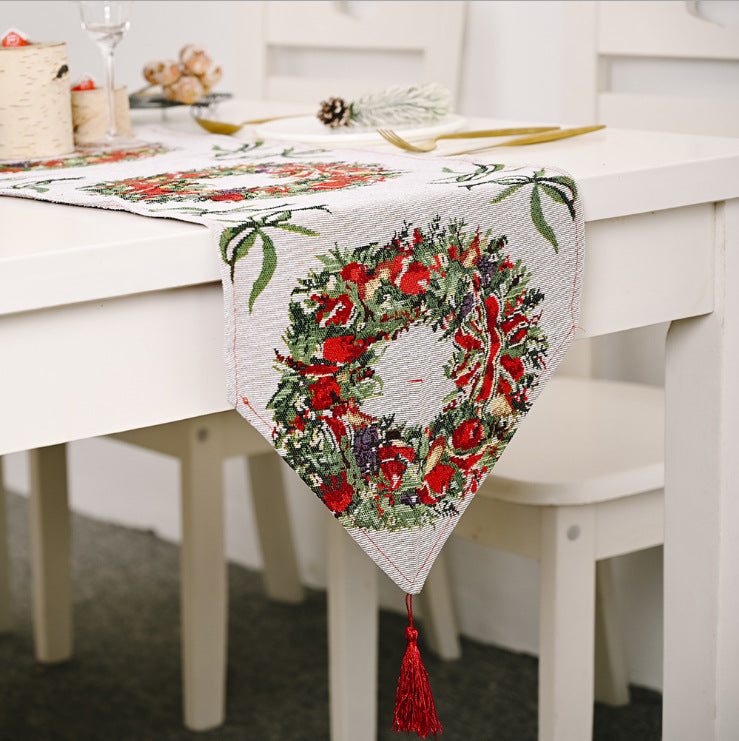 Christmas Table Runner thickened knitted Dining Tablecloth Xmas Party Decor(Garland)-Occasions &gt; Christmas &gt; Christmas Wreaths &amp; Garlands-PEROZ Accessories